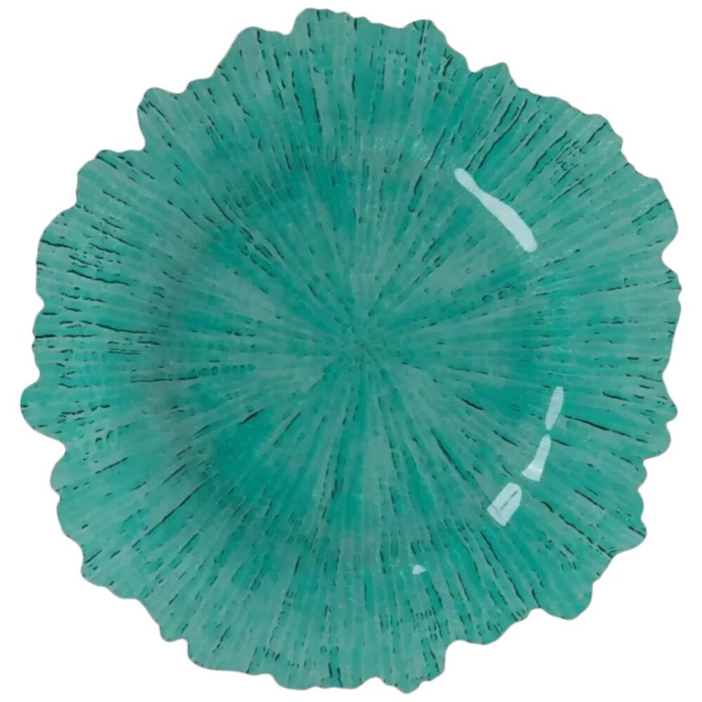 Set of 4 - Green Crackled Charger Plates - NEW